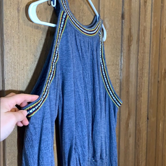 blue open shoulder top - Picture 2 of 5